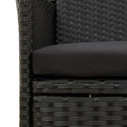 havestole med hynder 2 stk. polyrattan sort