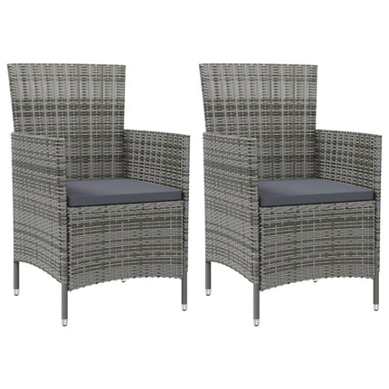 havestole med hynder 2 stk. polyrattan grå