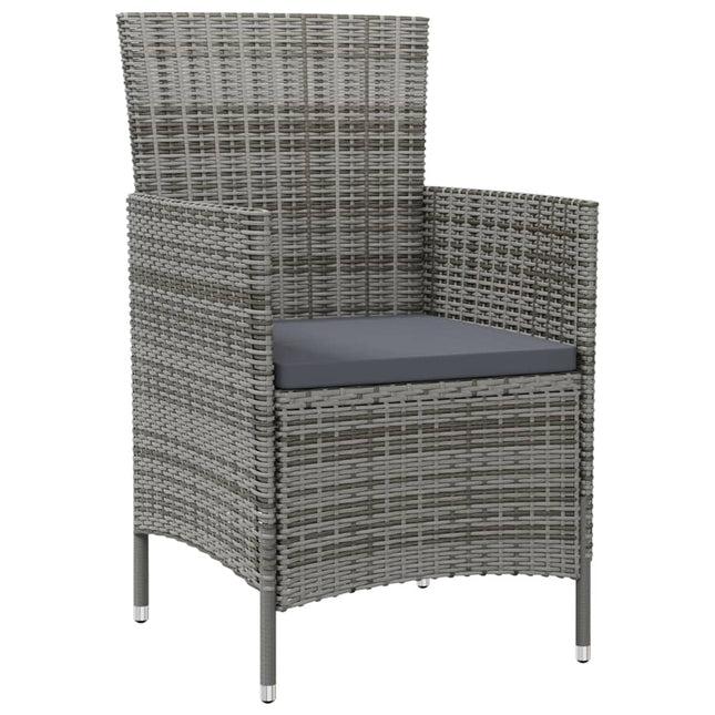 havestole med hynder 2 stk. polyrattan grå