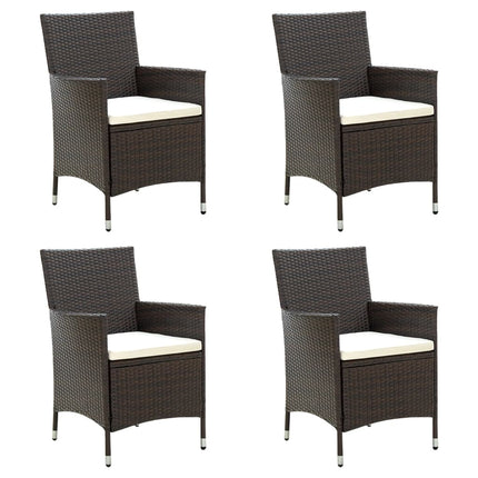 havestole med hynder 4 stk. polyrattan brun