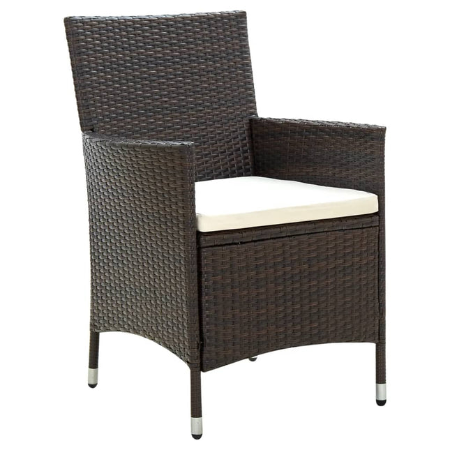 havestole med hynder 4 stk. polyrattan brun