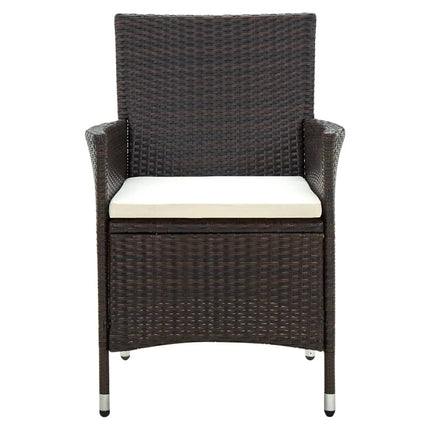 havestole med hynder 4 stk. polyrattan brun