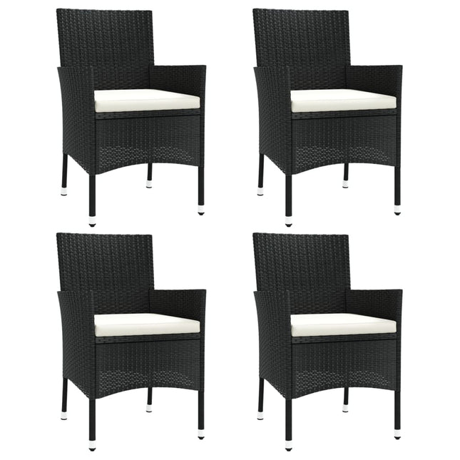 havestole med hynder 4 stk. polyrattan sort