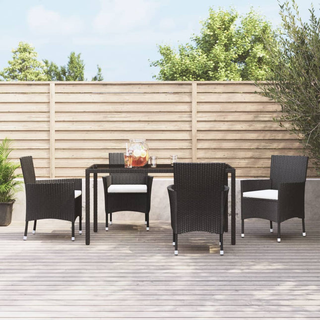 havestole med hynder 4 stk. polyrattan sort