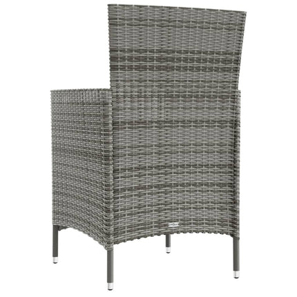 havestole med hynder 4 stk. polyrattan grå