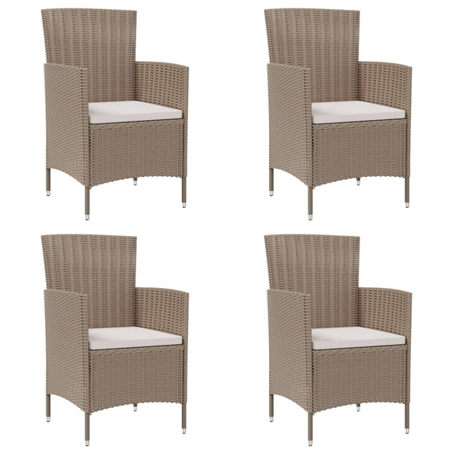 havestole med hynder 4 stk. polyrattan beige