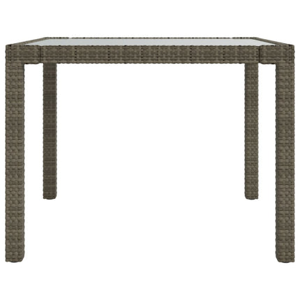 havebord 90x90x75 cm hærdet glas og polyrattan grå