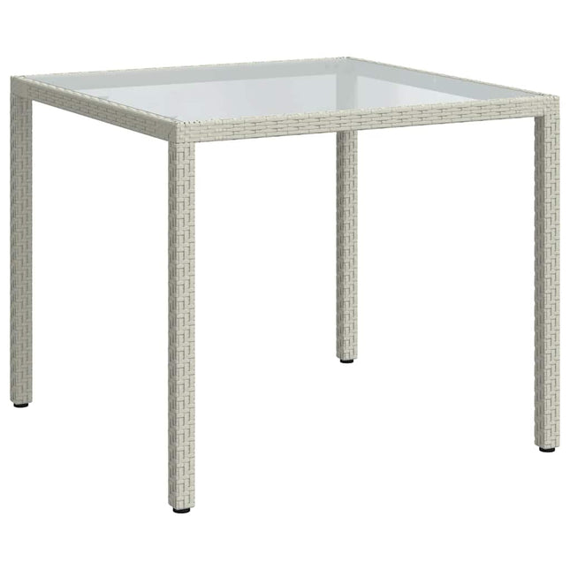 havebord 90x90x75 cm hærdet glas og polyrattan hvid