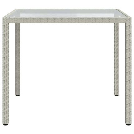 havebord 90x90x75 cm hærdet glas og polyrattan hvid
