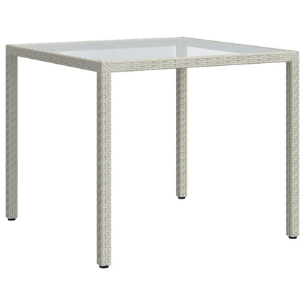 havebord 90x90x75 cm hærdet glas og polyrattan hvid