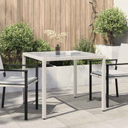 havebord 90x90x75 cm hærdet glas og polyrattan hvid