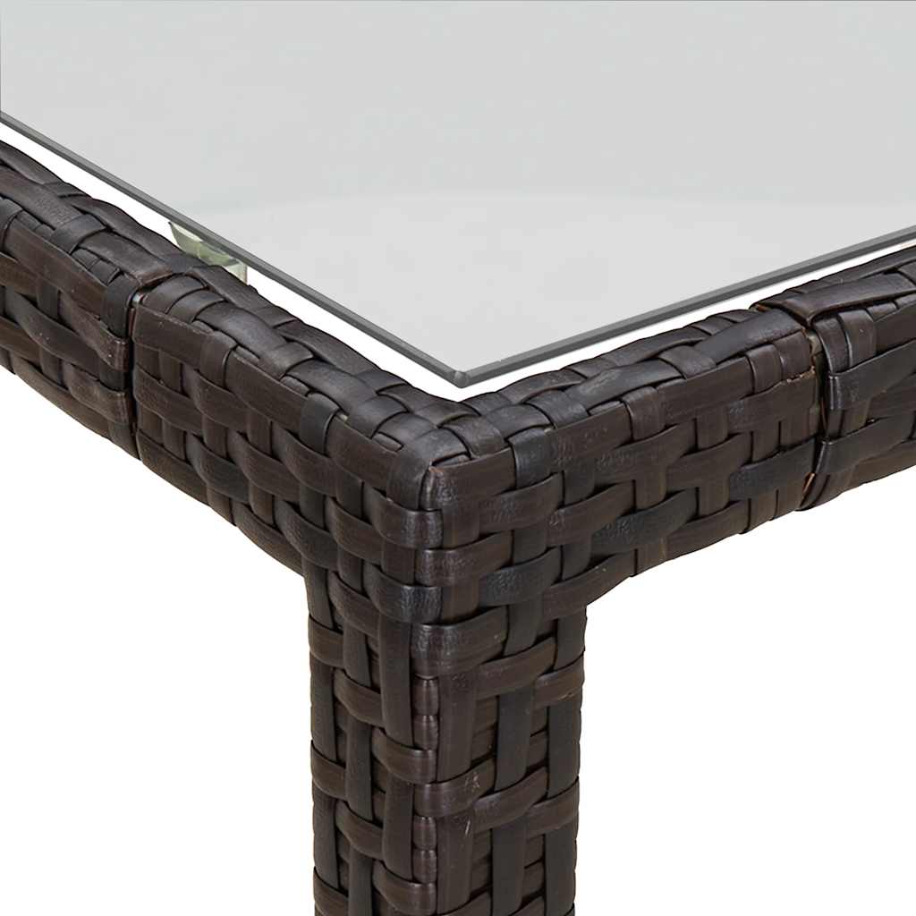 havebord 150x90x75 cm hærdet glas og polyrattan brun