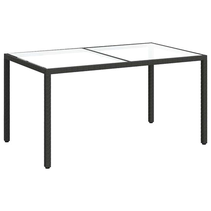 havebord 150x90x75 cm hærdet glas og polyrattan sort