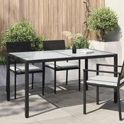 havebord 150x90x75 cm hærdet glas og polyrattan sort