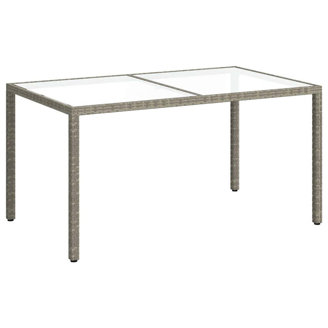 havebord 150x90x75 cm hærdet glas og polyrattan grå