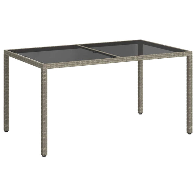 havebord 150x90x75 cm hærdet glas og polyrattan grå