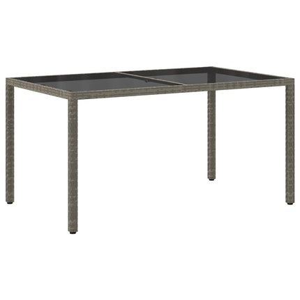 havebord 150x90x75 cm hærdet glas og polyrattan grå