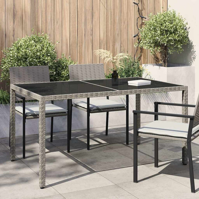 havebord 150x90x75 cm hærdet glas og polyrattan grå