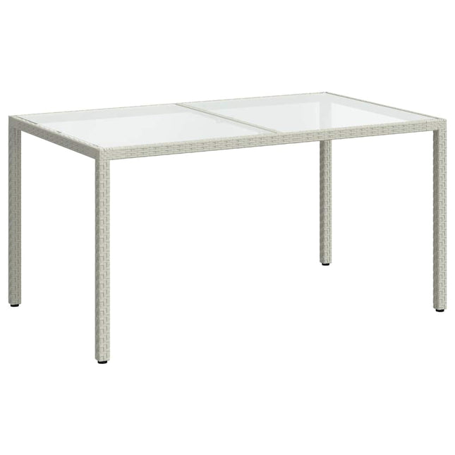 havebord 150x90x75 cm hærdet glas og polyrattan hvid