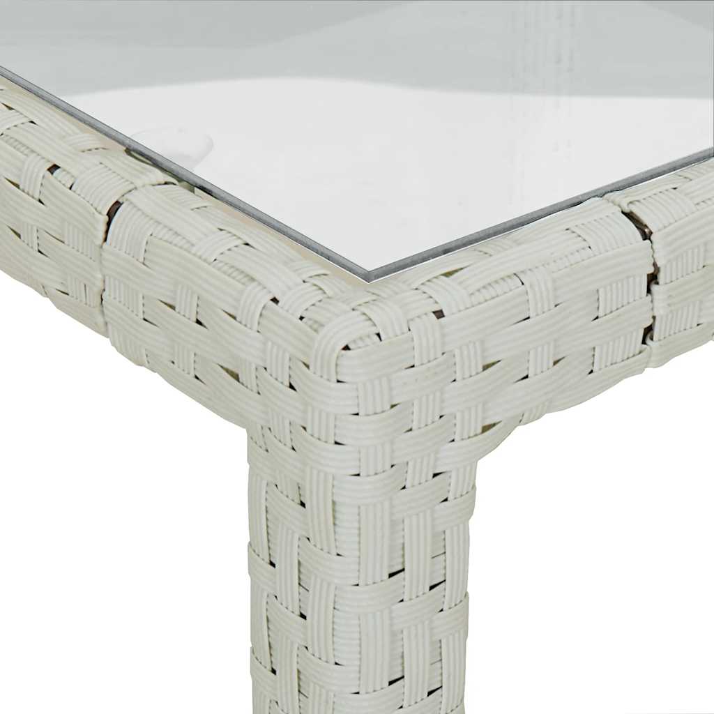 havebord 150x90x75 cm hærdet glas og polyrattan hvid