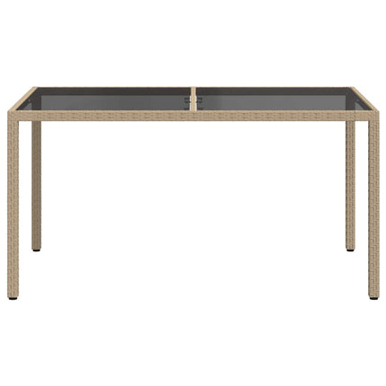 havebord 150x90x75 cm hærdet glas og polyrattan beige