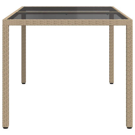 havebord 150x90x75 cm hærdet glas og polyrattan beige
