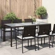 havebord 190x90x75 cm hærdet glas og polyrattan brun