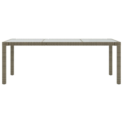 havebord 190x90x75 cm hærdet glas og polyrattan grå