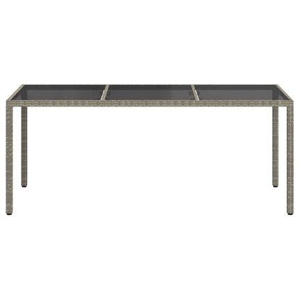 havebord 190x90x75 cm hærdet glas og polyrattan grå