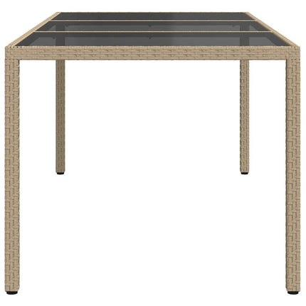 havebord 190x90x75 cm hærdet glas og polyrattan beige