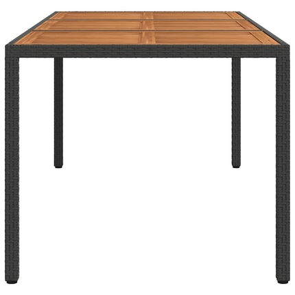 havebord 190x90x75 cm polyrattan og akacietræ sort