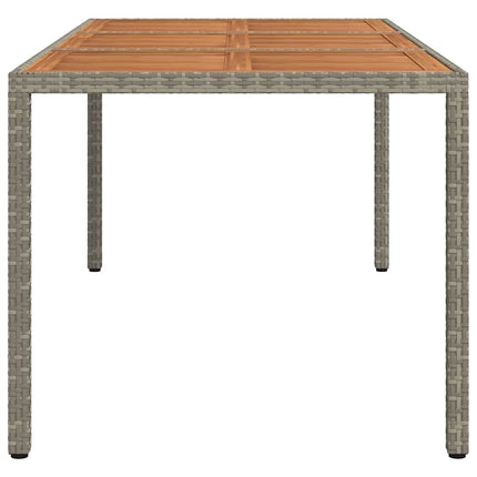 havebord 190x90x75 cm polyrattan og akacietræ grå