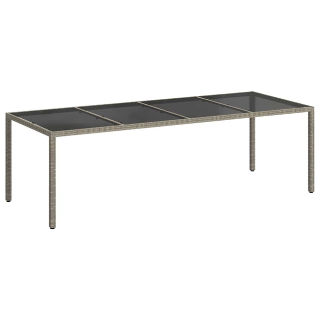 havebord 250x100x75 cm hærdet glas og polyrattan grå