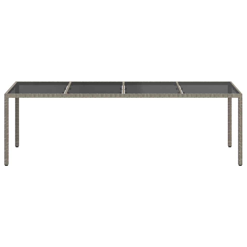 havebord 250x100x75 cm hærdet glas og polyrattan grå