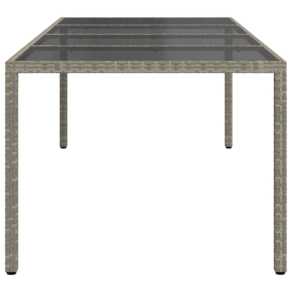 havebord 250x100x75 cm hærdet glas og polyrattan grå
