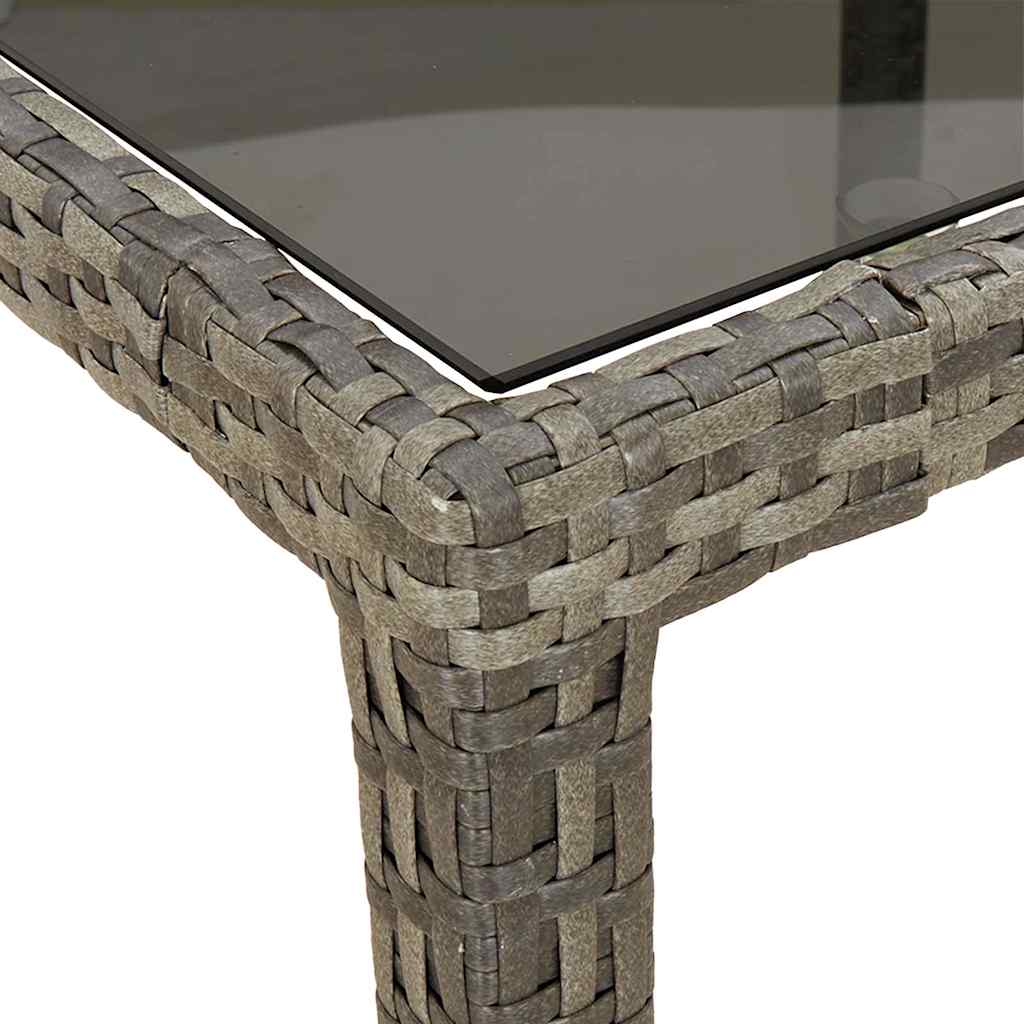 havebord 250x100x75 cm hærdet glas og polyrattan grå