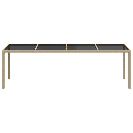havebord 250x100x75 cm hærdet glas og polyrattan beige