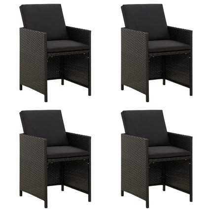 havestole med hynder 4 stk. polyrattan sort