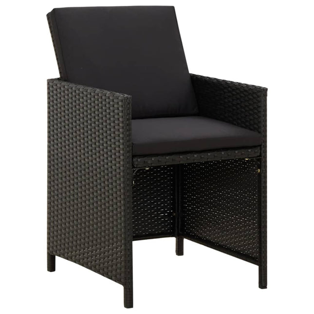havestole med hynder 4 stk. polyrattan sort