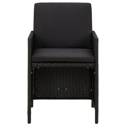 havestole med hynder 4 stk. polyrattan sort