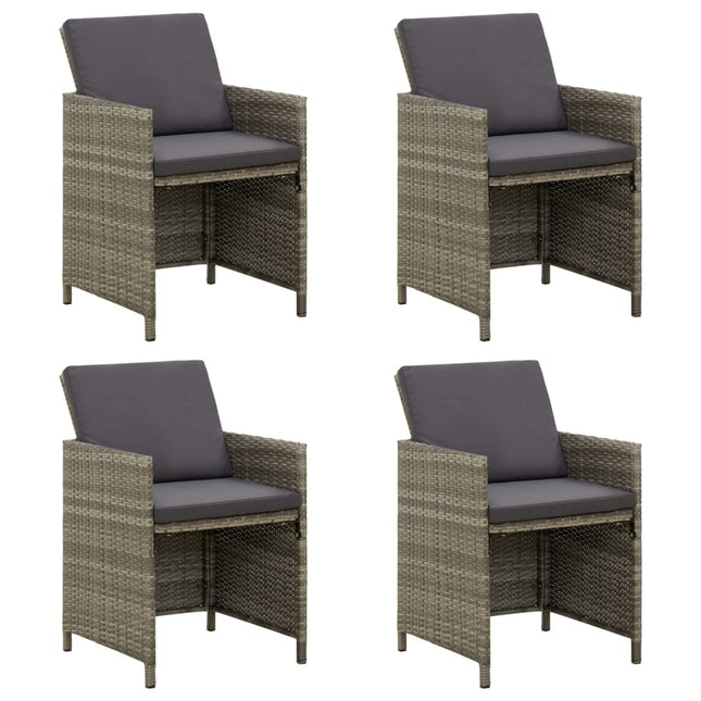 havestole med hynder 4 stk. polyrattan grå