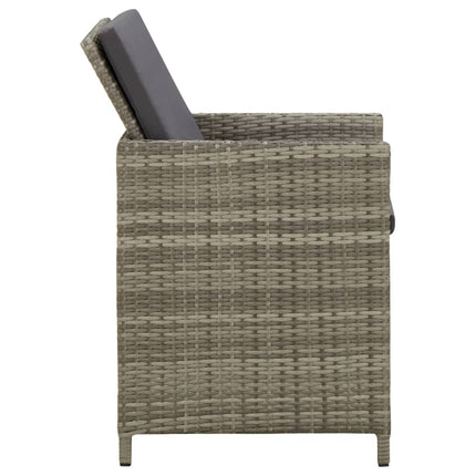 havestole med hynder 4 stk. polyrattan grå
