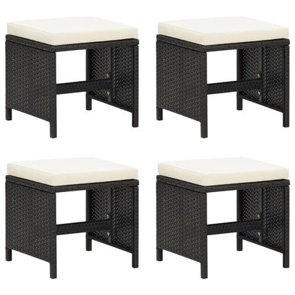 haveskamler 4 stk. med hynder polyrattan sort