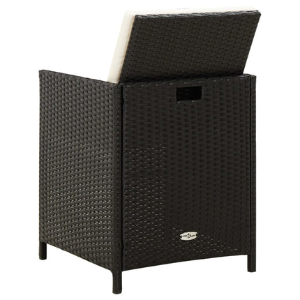 havestol med skamler 4 dele polyrattan sort