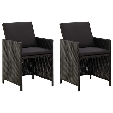 havestole med hynder 2 stk. polyrattan sort