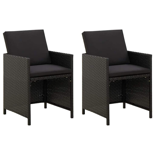 havestole med hynder 2 stk. polyrattan sort
