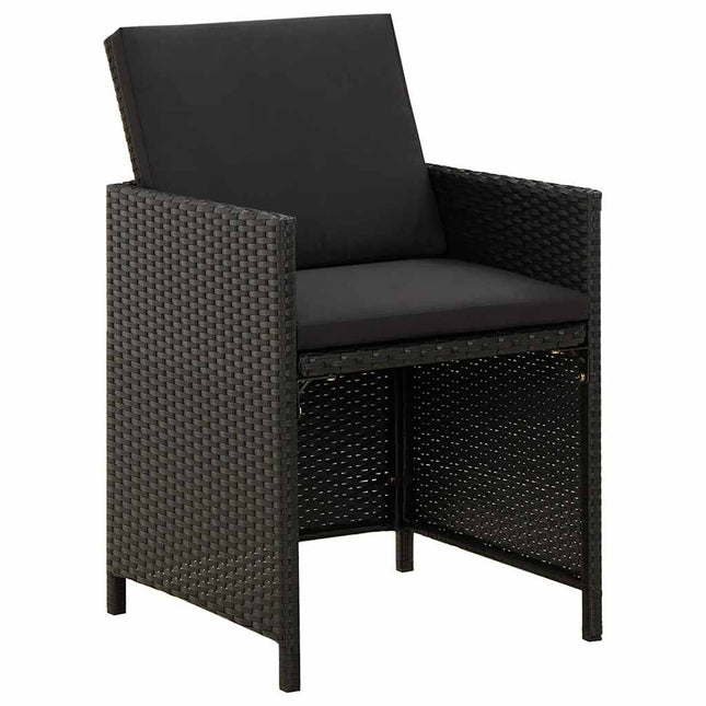 havestole med hynder 2 stk. polyrattan sort