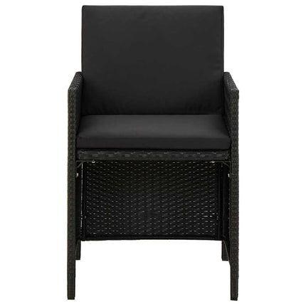 havestole med hynder 2 stk. polyrattan sort