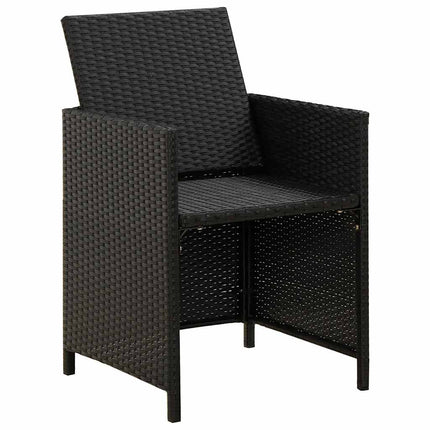 havestole med hynder 2 stk. polyrattan sort