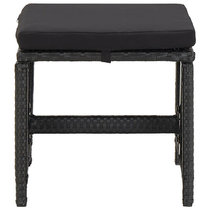 haveskamler med hynder 2 stk. polyrattan sort
